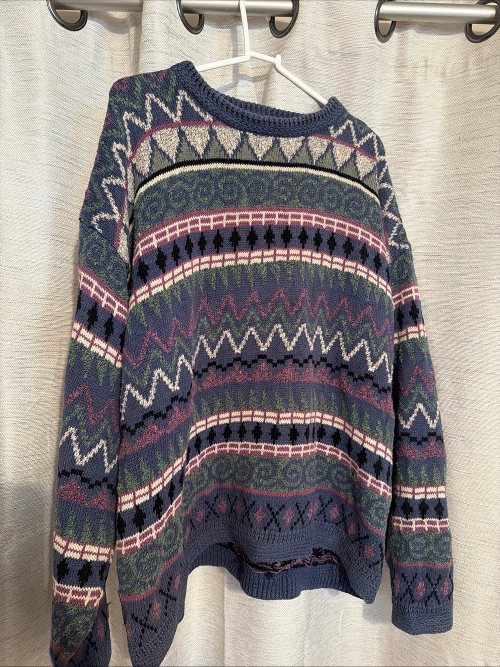 Cozy Multi-Color Patterned Crewneck Sweater